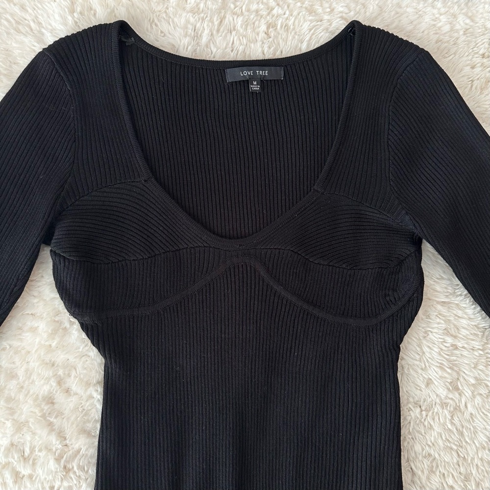 Love Tree Black Ribbed Bodysuit - Picture 4 of 10